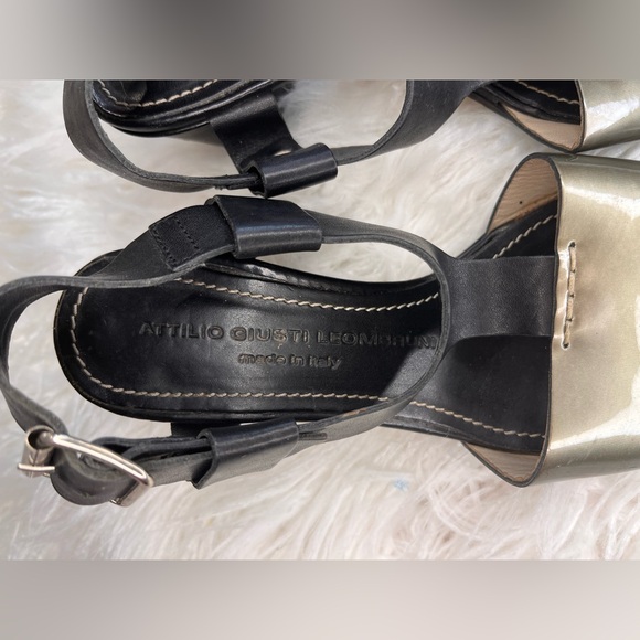 Attilio Giusti Leombruni Black and Gold Sandals - Picture 2 of 4